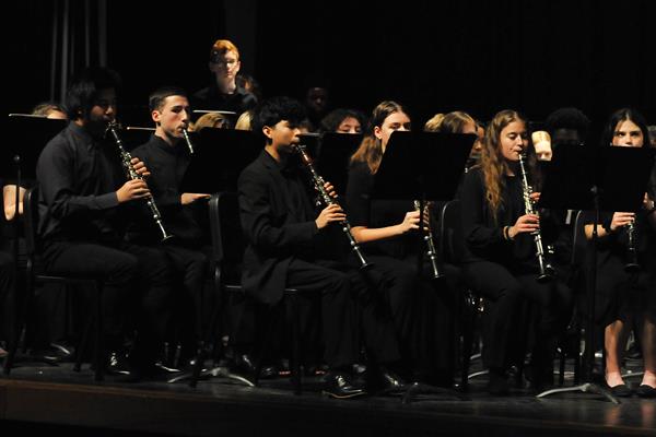 Students performing at the 2023-2024 All County Band Concert